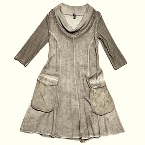Inizio Taupe Cowl Neck Pocket Dress Sz M